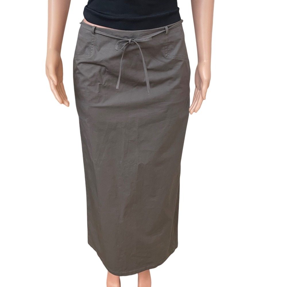 White Fox Street Style Maxi Cargo Skirt, Gray, relaxed, casual, edgy, tie waist - Picture 2 of 16